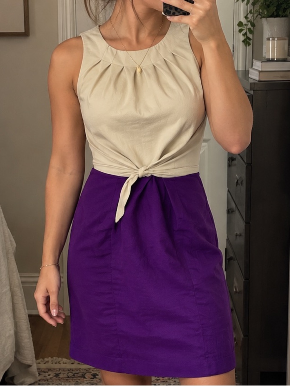 Richard Chai for Target Colorblock Sheath Dress 9 Purple Ivory Sleeveless NWT